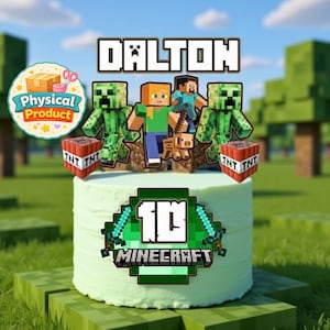 Minecraft cake topper personalized with name and age