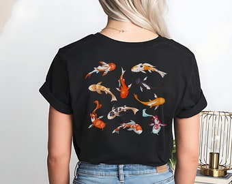 Minimalist Koi Fish Unisex T-shirt | Water Pond Carp Fish | Animal Graphic Tees | Granola Girl Nature Tee | Retro Kawaii Japanese Culture