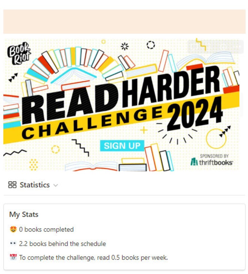 Notion Template Book Riots 2024 Read Harder Challenge Tracker Etsy
