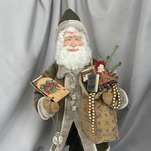 Santa Handmade Nonnas Santa Father Christmas  Christmas Doll OOAK  Santa Vintage Christmas Vintage Santa Hand Sculpted Santa Art Doll