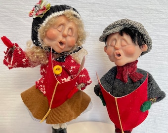 Christmas Caroler Kids Handmade Sculpture Christmas Decor Art Doll Holiday Doll