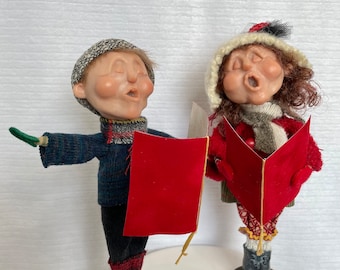 Christmas Caroler Kids Handmade Sculpture Christmas Decor Art Doll Holiday Doll