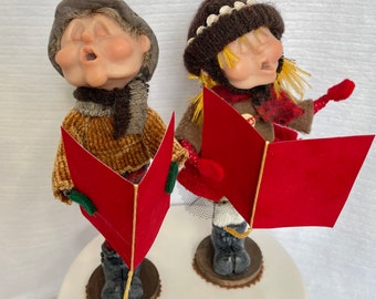 Christmas Caroler Kids Handmade Sculpture Christmas Decor Art Doll Holiday Doll