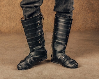 Handmade Viking Leather Boots: Medieval LARP Costume Shoes