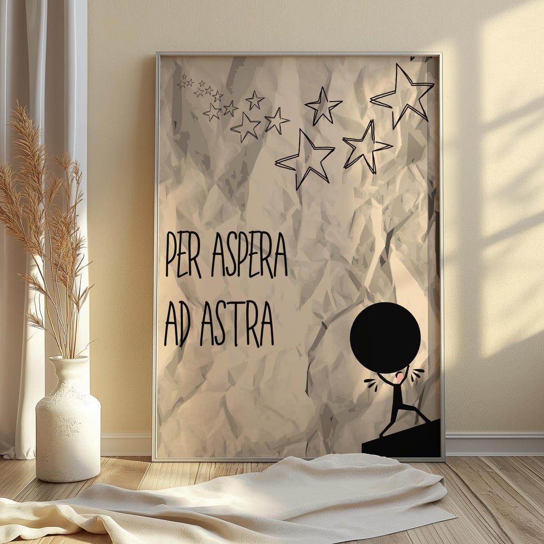 Per Aspera Ad Astra Motivational Poster, Minimalist Latin Quote Print ...