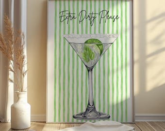 Impression d'art Extra Dirty Martini : affiche de cocktail vintage (téléchargement numérique)