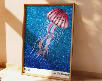 Abstract Jellyfish Art Print: Colorful Ocean Life Decor (Digital Download)