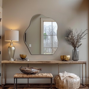 Modern bathroom mirror - home wall decor mirror - art mirror - Frameless irregular bathroom mirror - Large wall hanging mirror