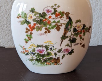 Vintage Shaddy Mino China JGI Vase Pheasant Flower Gold