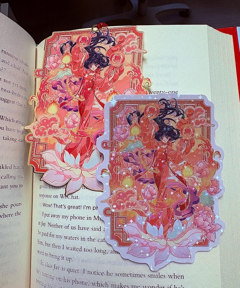 Magical Girl Princess Kimono Metal Bookmarks with Tassels – Fantasy Anime Bookmark, Individual or Set of 5 Mars