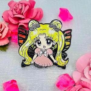 SM Magical Girl Moon Princess  Fairy Themed Stained Glass Hard Enamel Pin!
