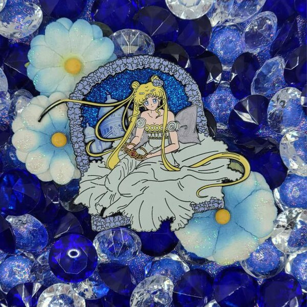 POP Fantasy Moon Princess Enamel Pin (LE 50) Magical Girl Enamel Pin on Pin with Glitter and Pearlescent effects