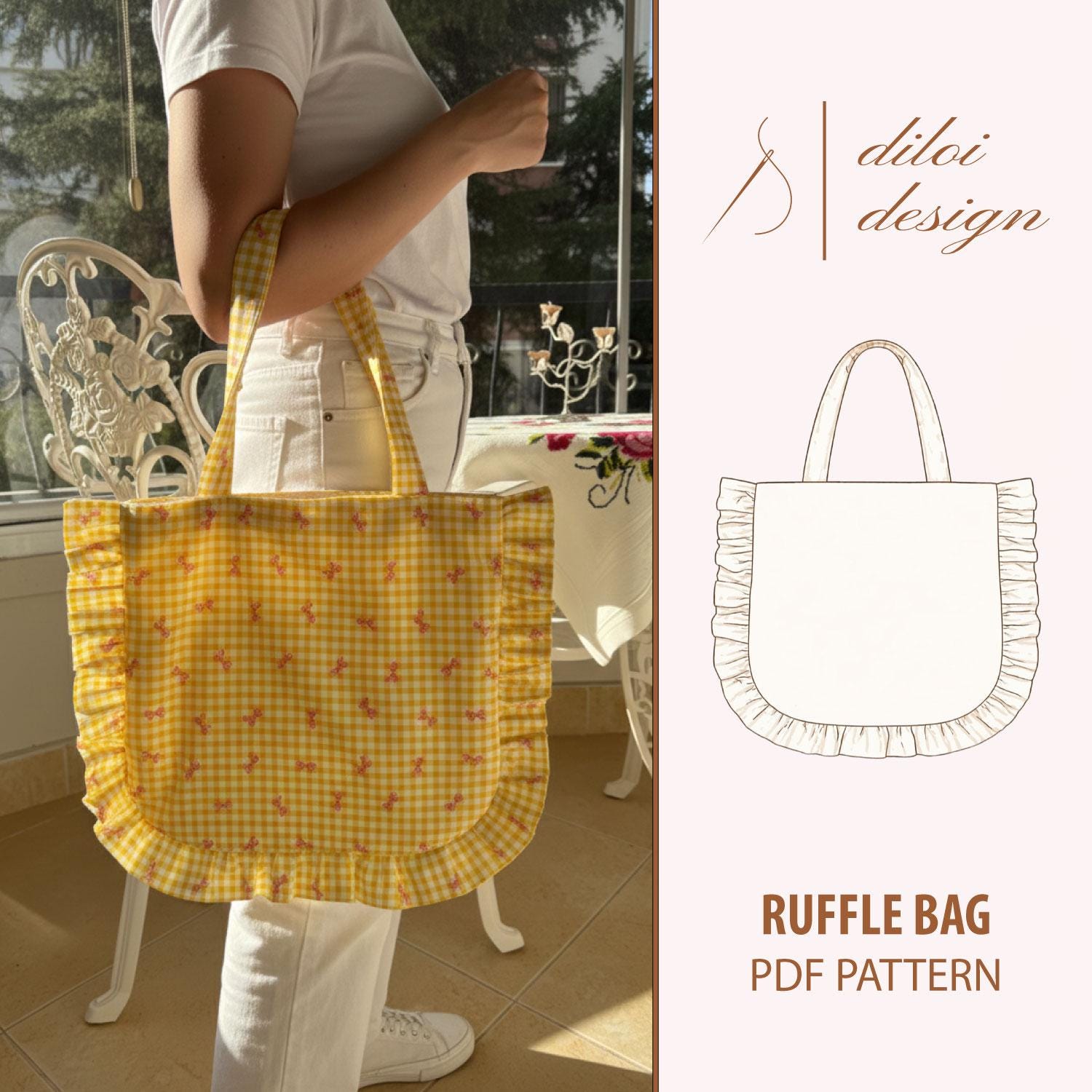 Ruffle Tote Bag Sewing Pattern PDF, Beginner Friendly Tutorial (digital ...