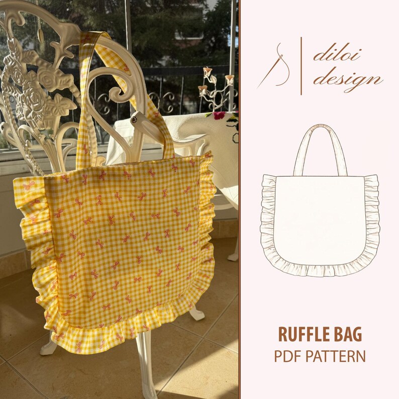 Ruffle Tote Bag Sewing Pattern PDF, Beginner Friendly Tutorial (digital ...