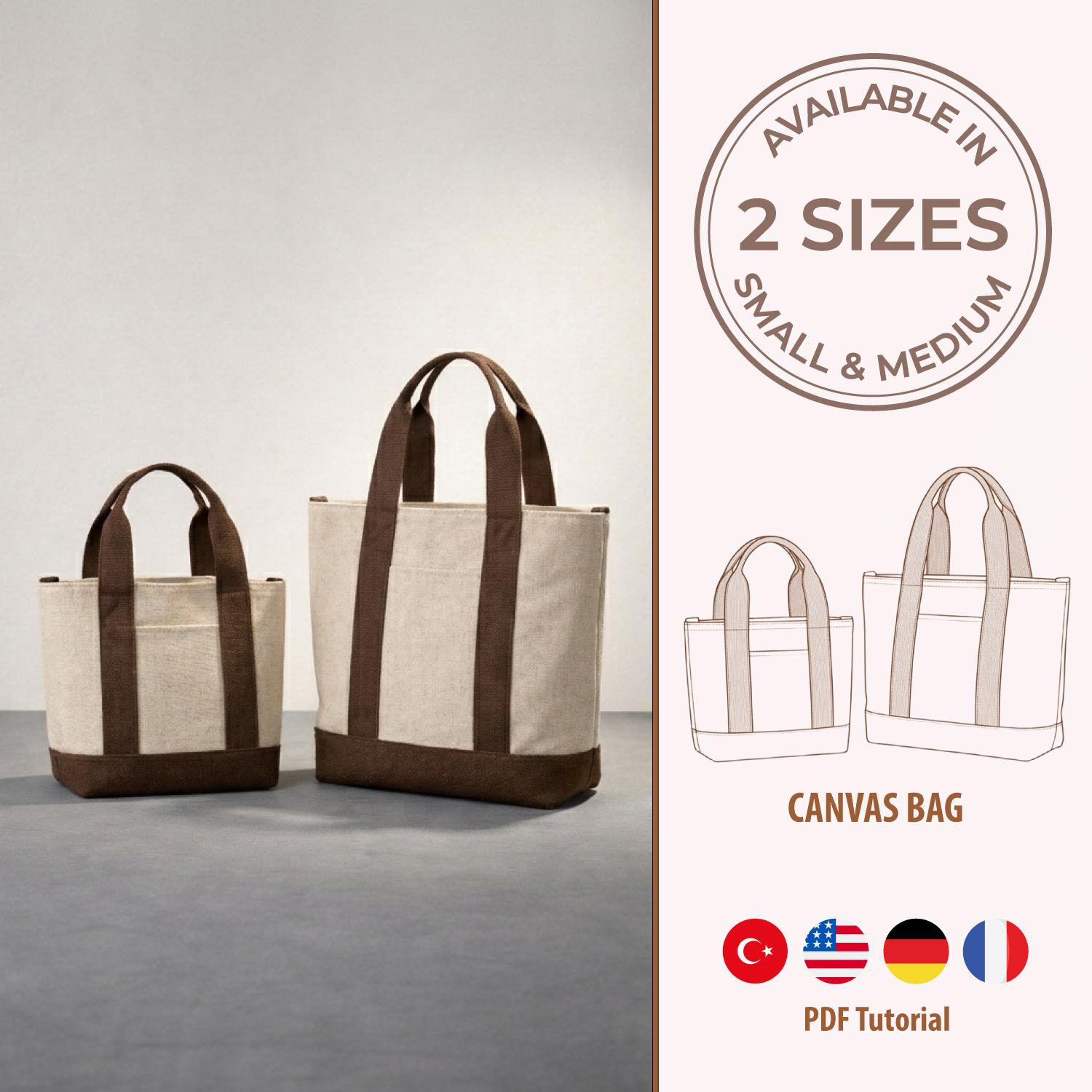 Canvas Tote Sewing Pattern PDF, 2 Sizes Included (small & Medium ...