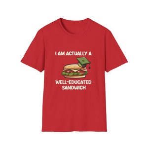 Idiot sandwich unisex parody T-Shirt Funny meme tee Well educated sandwich zdjęcie 4