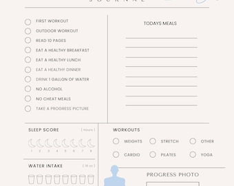 75 Hard Challenge Daily Journal & Checklist | Printable PDF | Fitness Tracker, Wellness Planner, Habit Tracker
