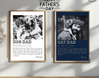 Poster fotografico personalizzato per animali domestici: arte moderna per papà con cane e gatto (file digitale)