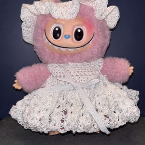 Lalabu  Doll Clothes Set & Outfit Set for 17cm Dolls - crochet handmade  Fashion Dresses with Hat fits labubu doll doll not included.