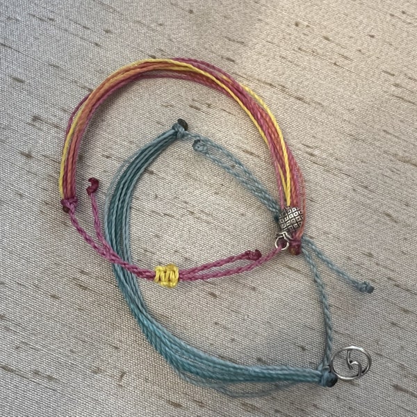 HAWAII - Maui, Lahaina relief/support bracelets/Anklets  with pineapple or wave charm "pura Vida" style