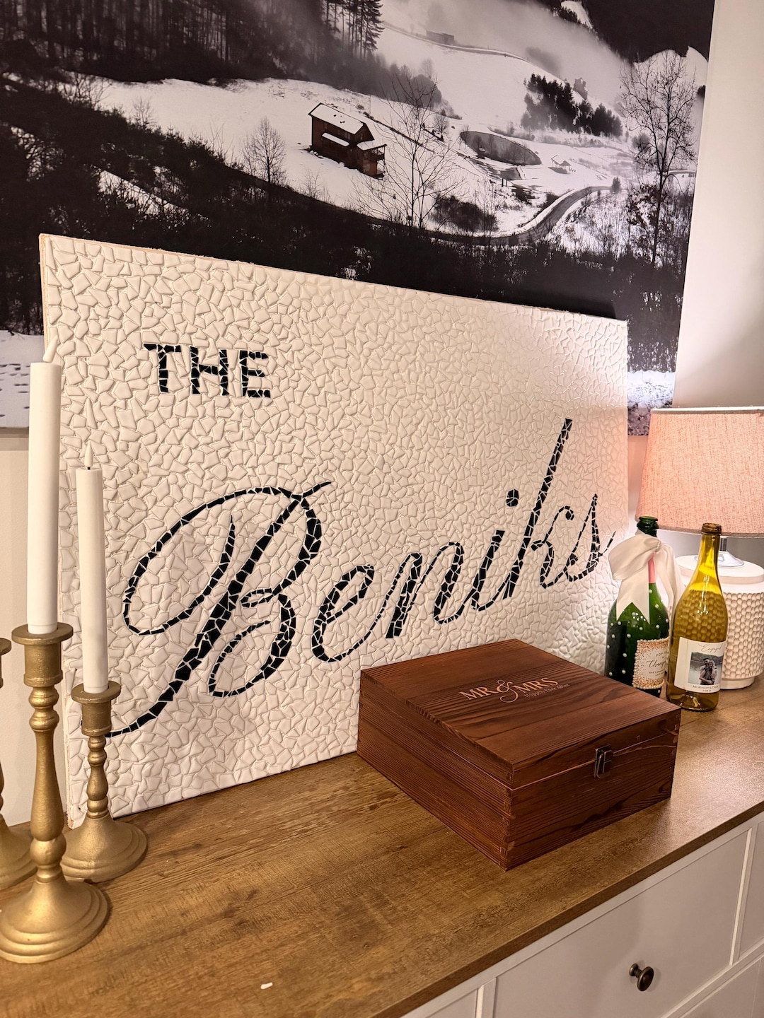 Mosaic Tile Last Name Sign