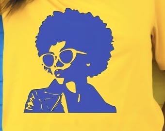 Retro Afro Woman Heat Transfer, 70s Style Black Woman Iron On, Melanin Queen Graphic