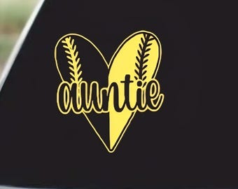 Baseball Softball Auntie Sports Vinyl Decal: Waterproof Car Sticker MULTIFUNCTIONAL VINYL • WEATHERPROOF