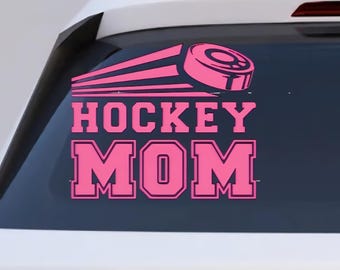Hockey Mom Vinyl Decal Sticker | Sports Mom Rink Puck Graphic
