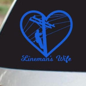 Lineman's Wife Heart Vinyl Decal - Waterproof Car Sticker