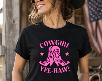 Cowgirl Yee Haw Boots Heat Transfer | Western Iron On Shirt Design (Ready To Press)