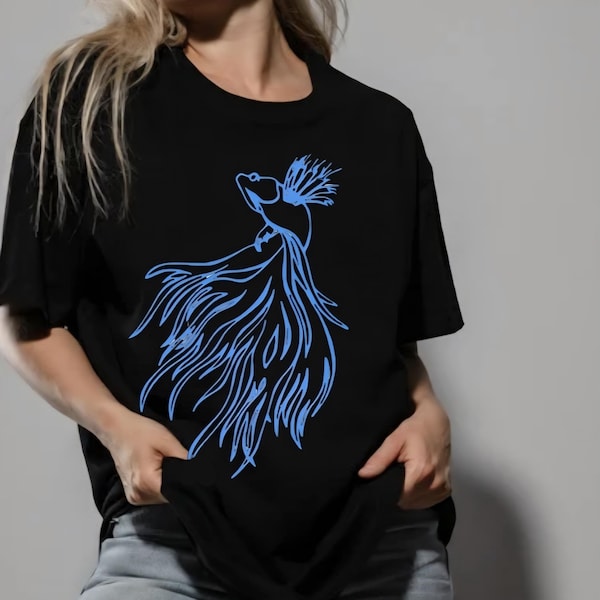 Transferencia térmica de pez koi japonés, gráfico estilo tatuaje, diseño Yin Yang (listo para planchar)