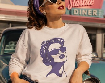 1950s Retro Glam Heat Transfer, Pin Up Woman Iron On Design (Ready to Press)