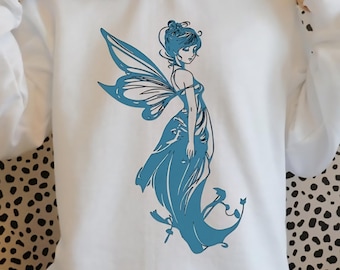 Whimsical Fairy Heat Transfer Design, Ready to Press Iron On, Fairycore Apparel Decal