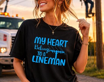 Lineman Mom Heart Heat Transfer, Line Wife Iron On DIY Shirt Design