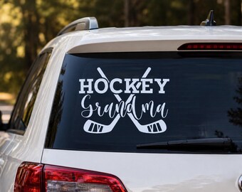 Hockey Grandma Vinyl Decal, Crossed Sticks Sports Sticker, Car Window Decor