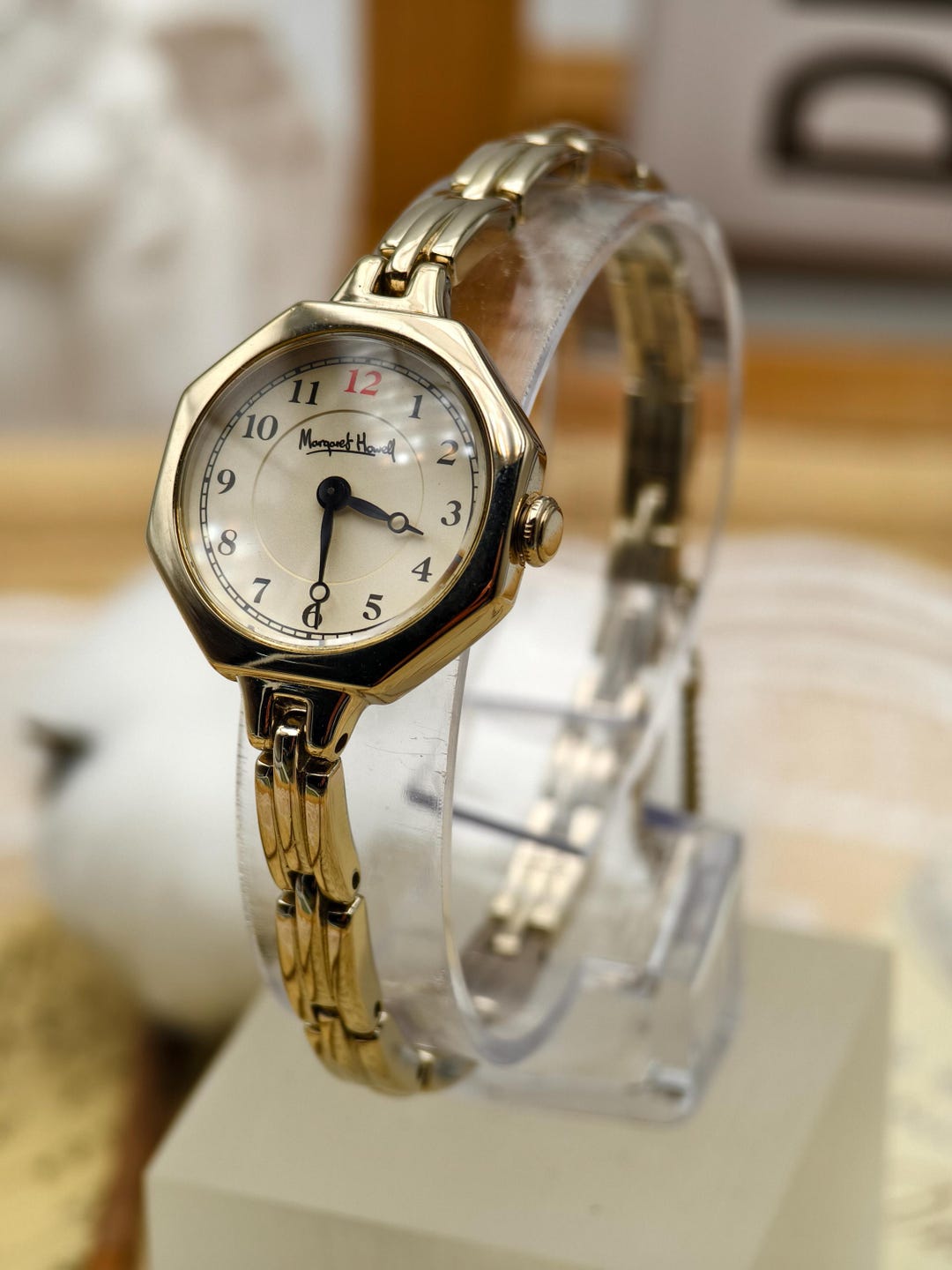 Vintage 1990s Margaret Howell Ladies Quartz Gold Tone Octagon