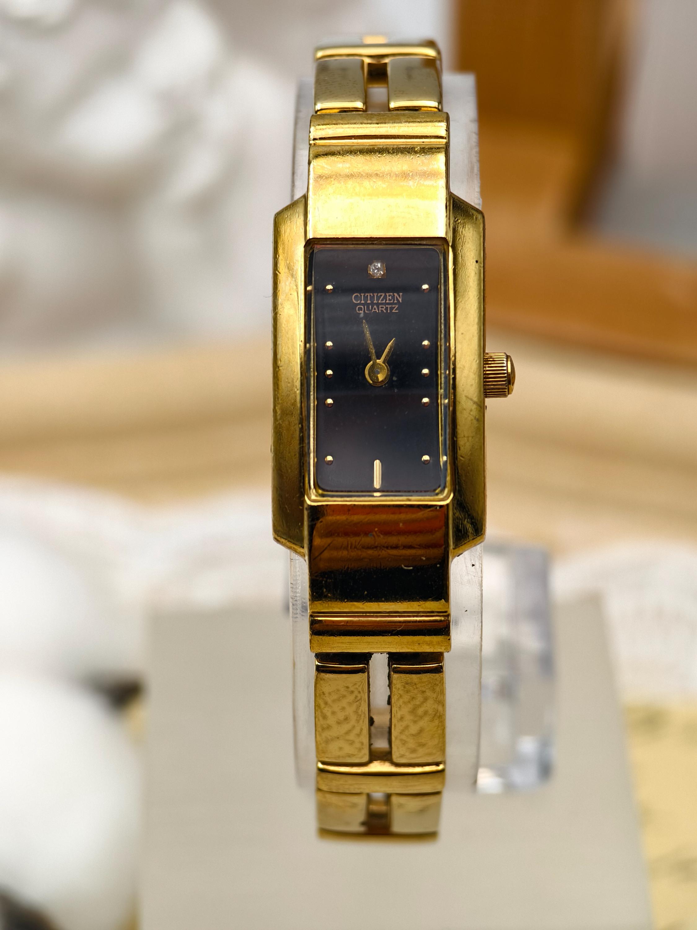Citizen 90s Gold-Tone Women\'s Square Bracelet Watch new old stock rare find forsale Available✔️(Vintage) “Vintage Men main image 3