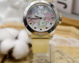 Disney Mickey Mouse Glove Flip Top Cover Vintage Wristwatch  display picture 3