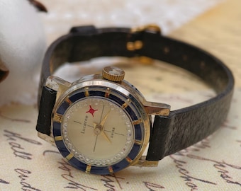 Montre Femme Lucerne Ronde - 1 Jewel, Or Et Pierre Unique En Cristal, Occasion