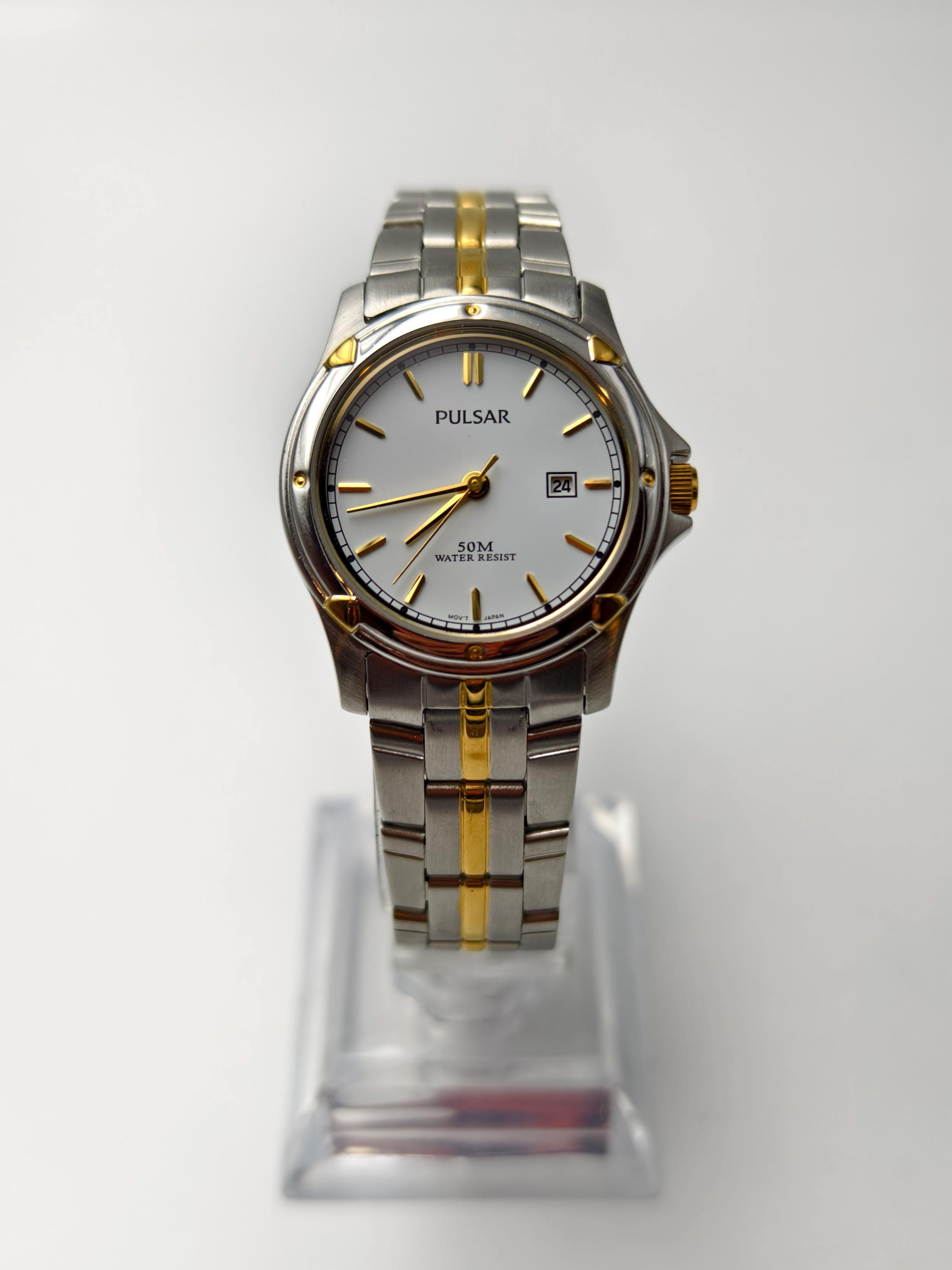 Vintage pulsar by seiko ladies two-tone quartz watch