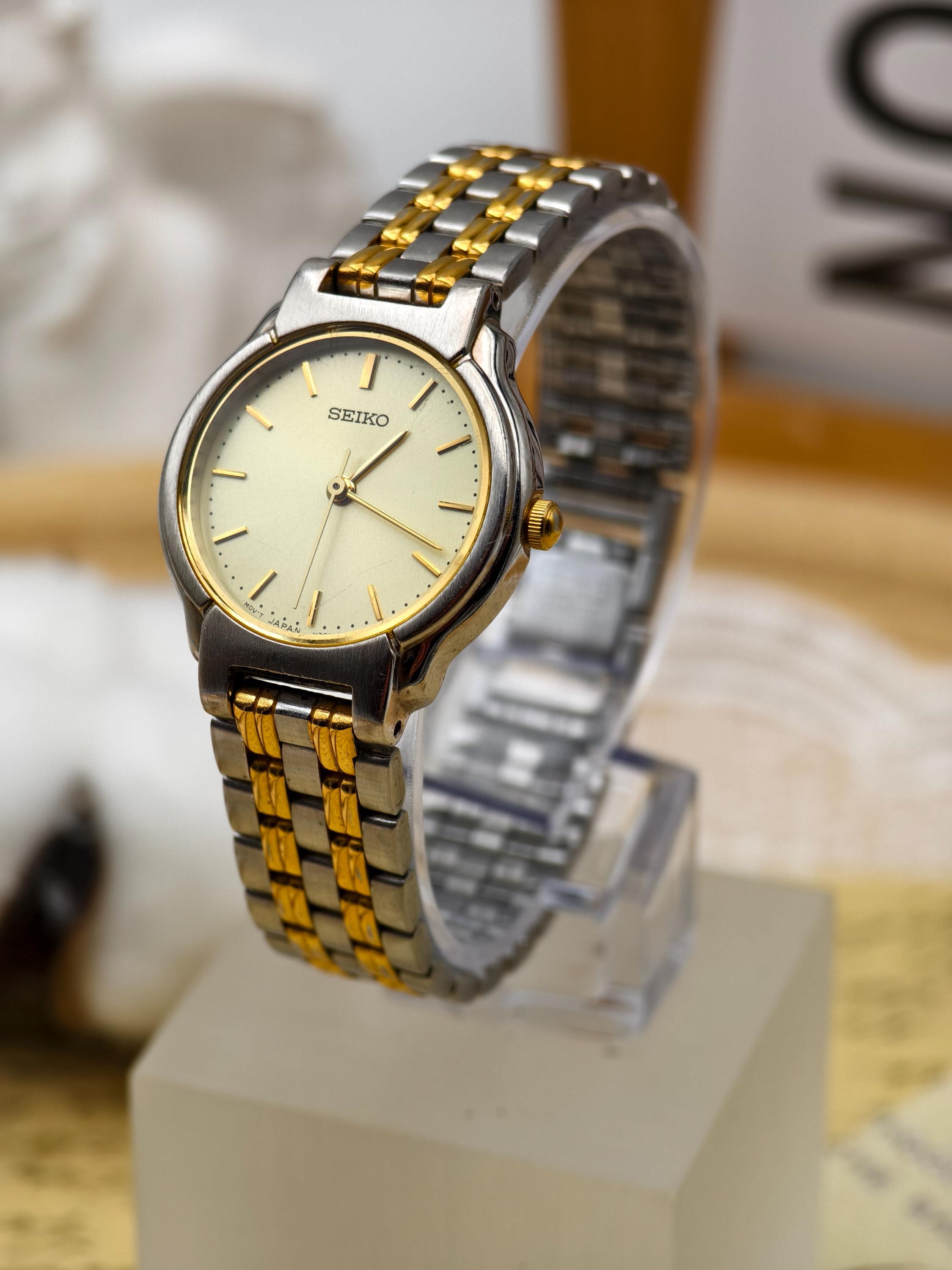 Vintage 1990s Seiko Ladies Quartz Two-tone Watch With Gold 