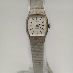 Orologio meccanico da donna Seiko vintage del 1975, 1140-3190, quadrante argentato testurizzato, cassa WGP