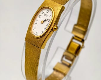 Vintage Leonard Geneve Rare Watch 18kt Gold Diamond Black