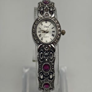 Vivani Vintage Ornate Silver Tone Quartz Bracelet Watch 17.7  display picture 3