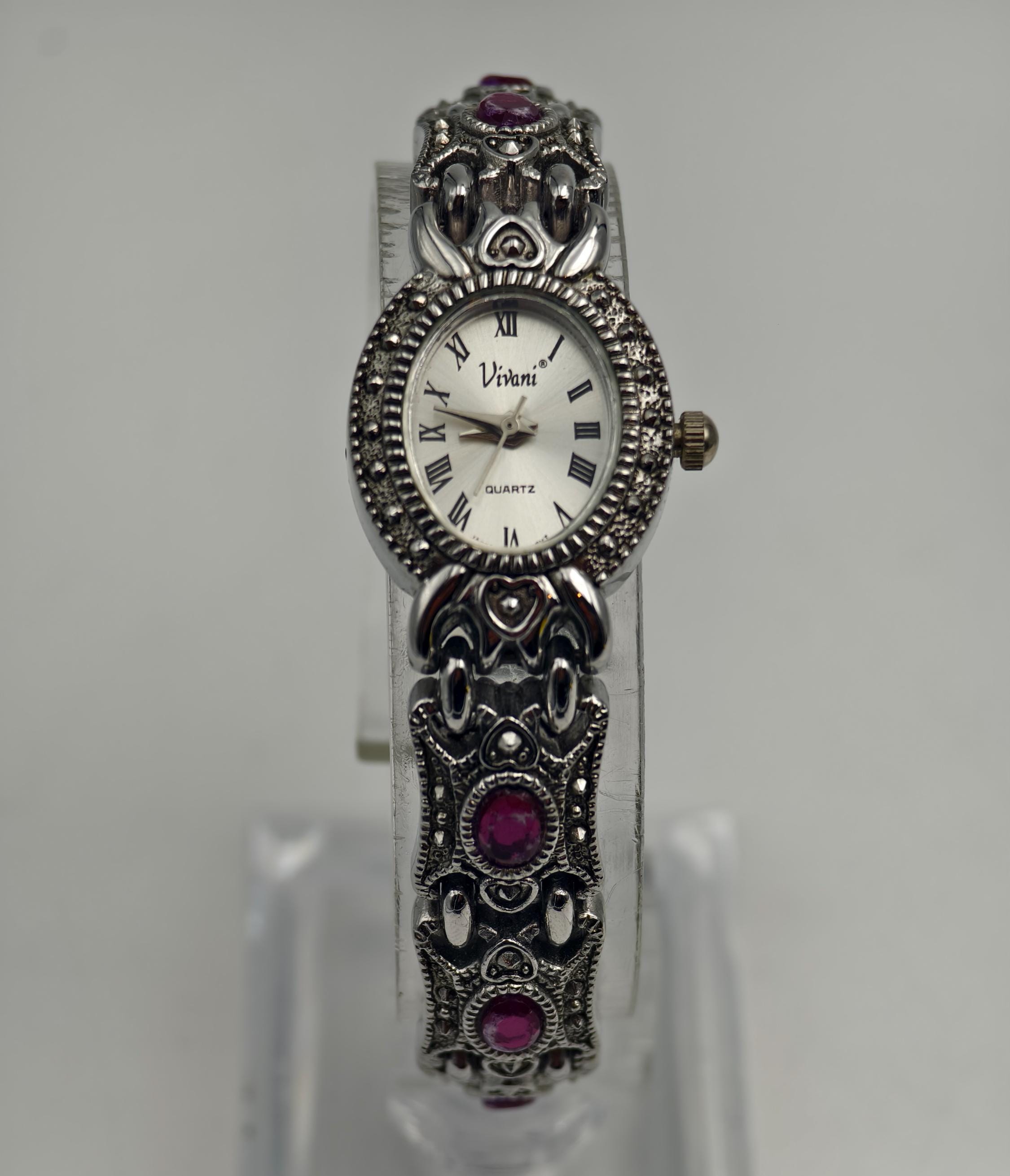 Vivani Vintage Ornate Silver Tone Quartz Bracelet Watch 17.7  display picture 2