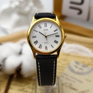 【希少 SEIKO ALBA】サクセス ヴィンテージ 腕時計 90s 値札付 Vintage 1990s Alba by Seiko Unisex Quartz Watch Gold Tone Roman