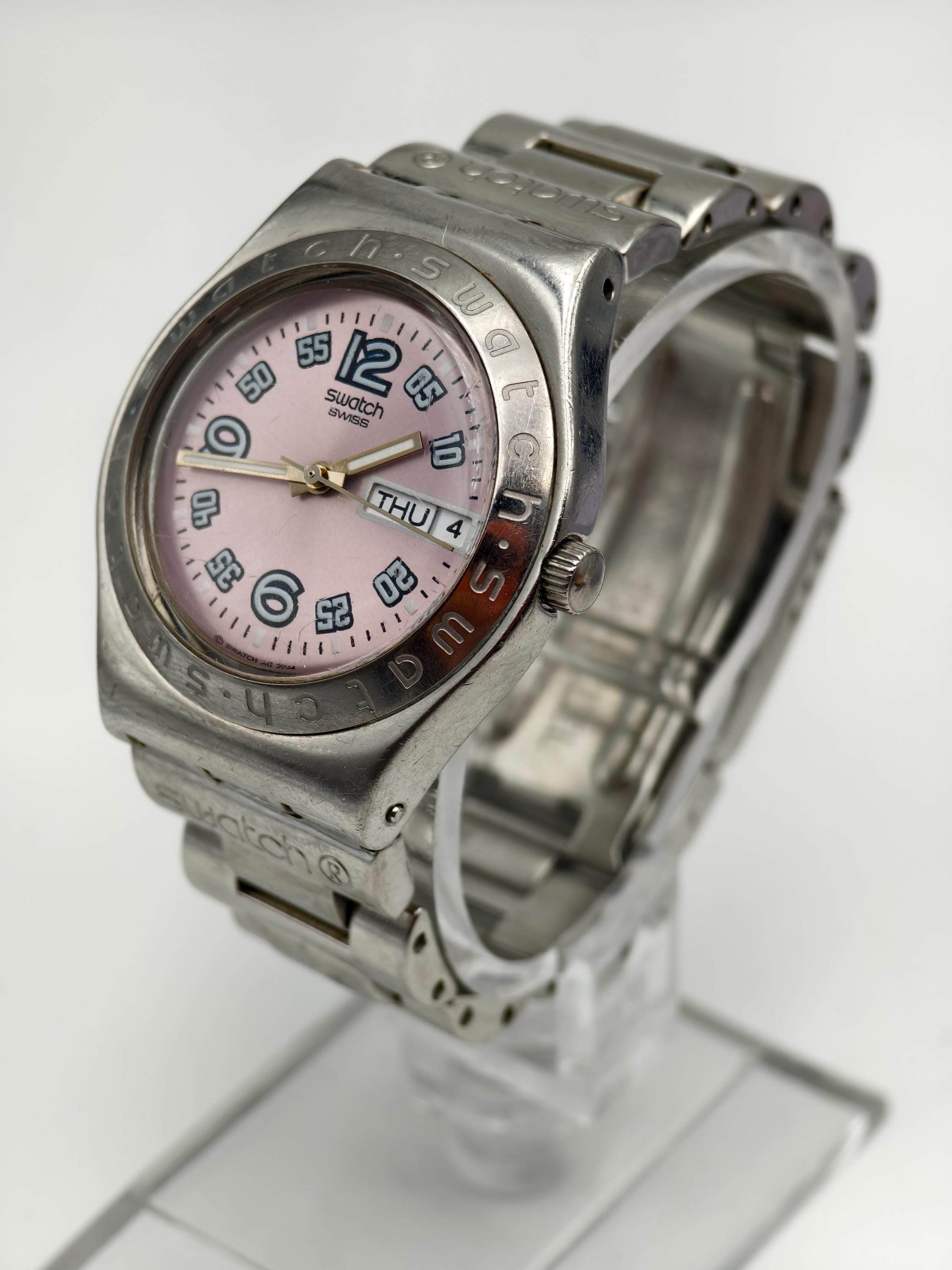 2004 Swatch Ladies Quartz Stainless Steel Watch Pink Dial - Etsy