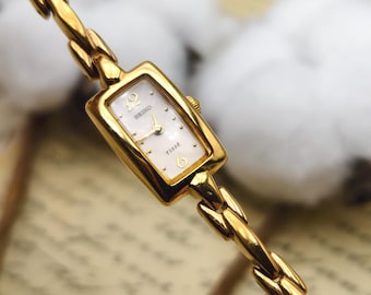 Vintage 1995 [near Mint] Seiko Noie 1f21-5c10 Gold Tonneau 20mm Qz