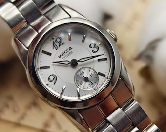 Vintage 2000s Citizen Wicca Ladies Quartz Watch Silver Dial Sub-Seconds Stainless Steel
