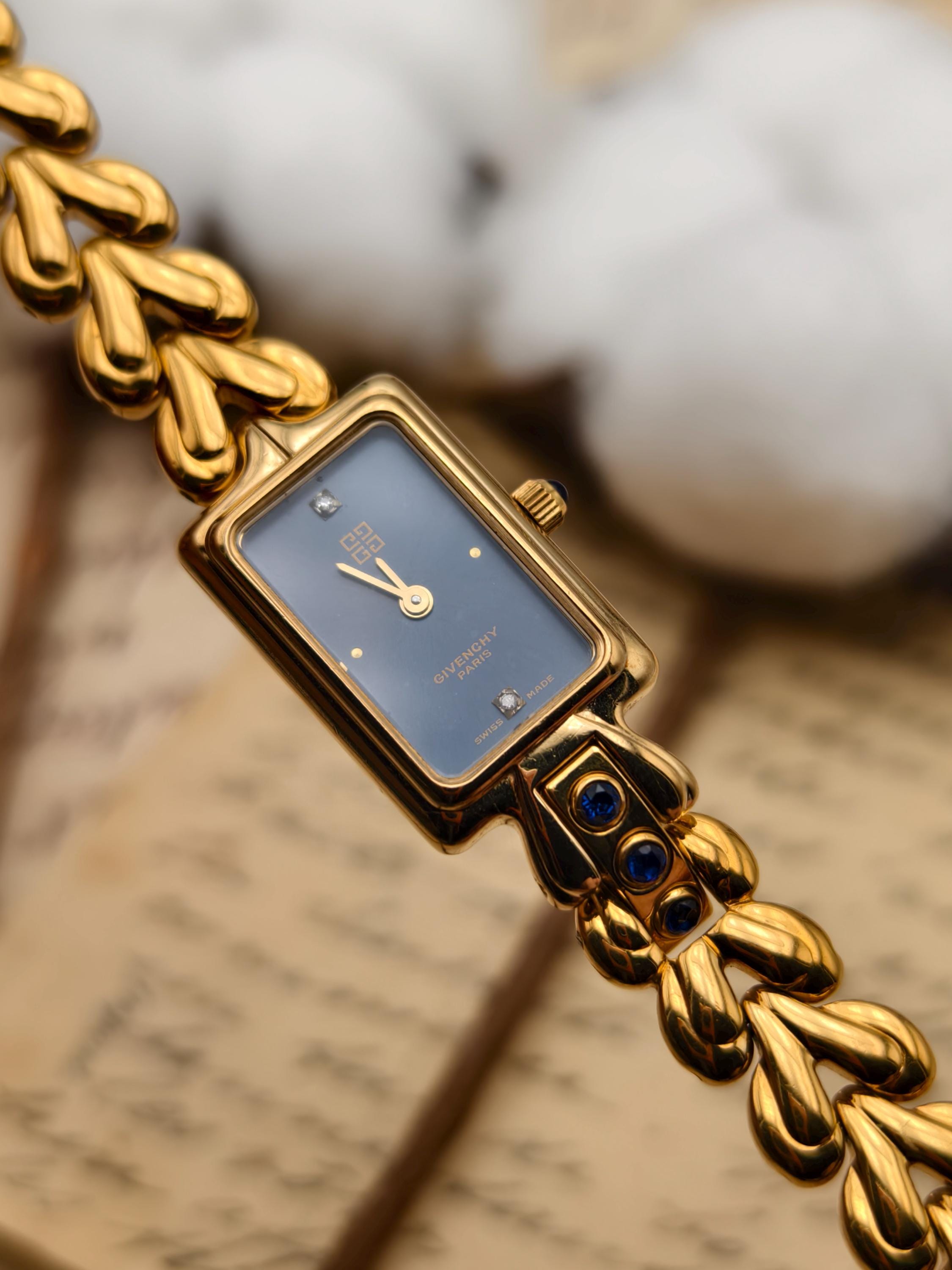 Givenchy Gold Bracelet Watch with Blue Dial and Accents Givenchy Watch Strap - Etsy main image 3